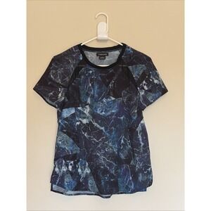 Trouve Galaxy Geometric Abstract Sheer Panel Detail Blouse Shirt Top Women Small